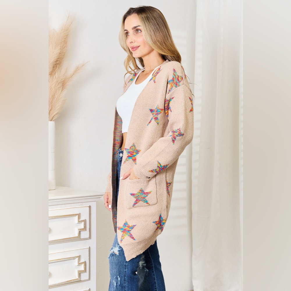 Angel Wings Star Pattern Open Front Longline Card… - image 2